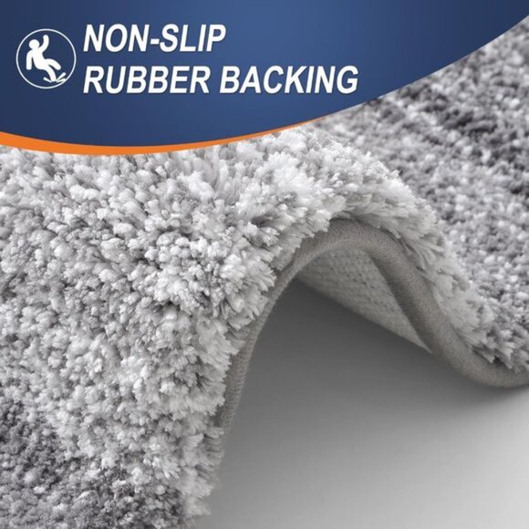 New 3-Piece Bathroom Rug Set, Soft Absorbent Microfiber, Non-Slip, Grey - Picture 5 of 9